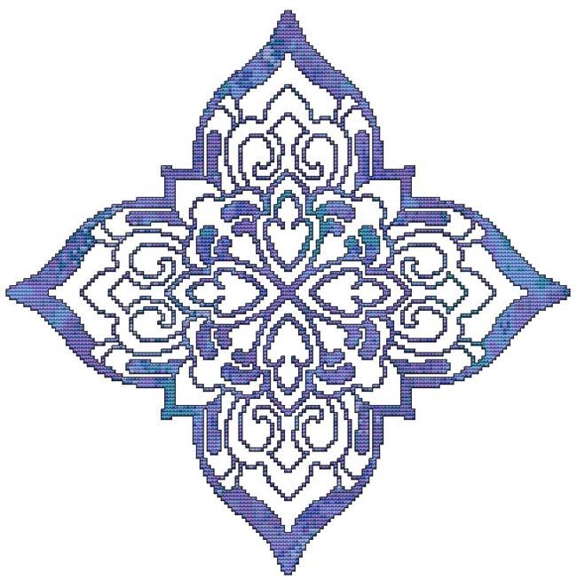 Blue Decorative Quilt Block 05 - Cross Stitch Wonders