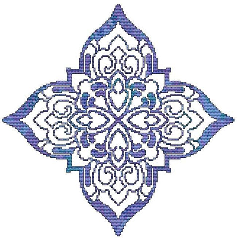 Blue Decorative Quilt Block 05 - Cross Stitch Wonders