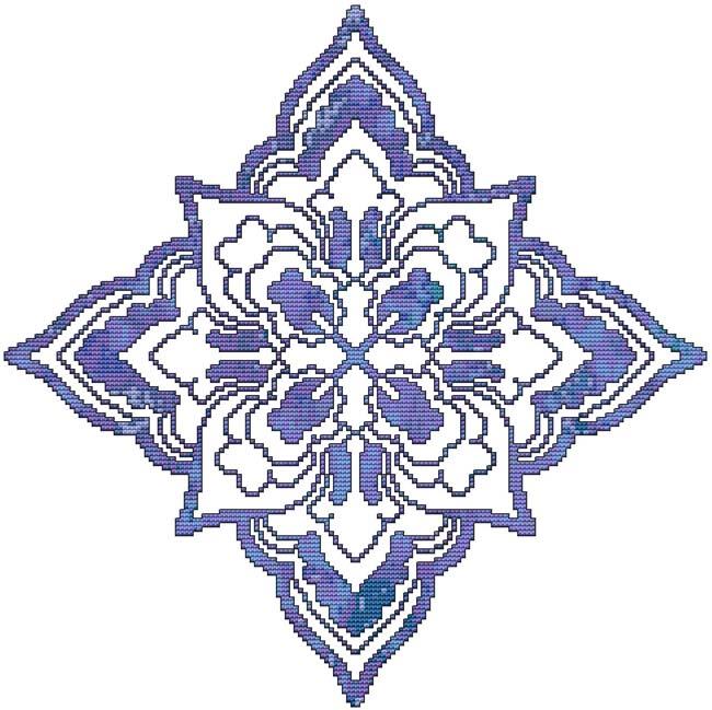 Blue Decorative Quilt Block 06 - Cross Stitch Wonders