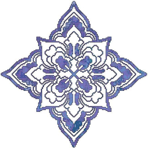 Blue Decorative Quilt Block 06 - Cross Stitch Wonders