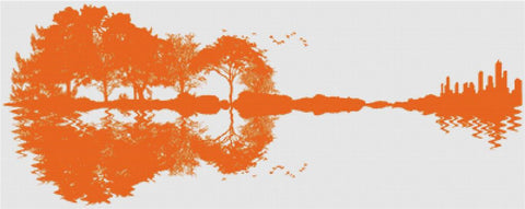 Orange Guitar Landscape - X Squared Cross Stitch