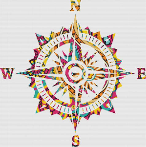 Pink Paisley Compass - X Squared Cross Stitch