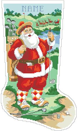 Golfing Santa Stocking - Kooler Design Studio