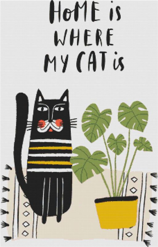 Home Is Where My Cat Is - X Squared Cross Stitch