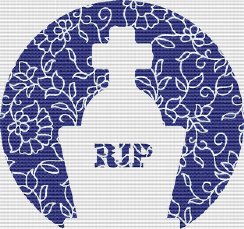 Blue Floral Tombstone - X Squared Cross Stitch