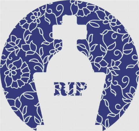 Blue Floral Tombstone - X Squared Cross Stitch