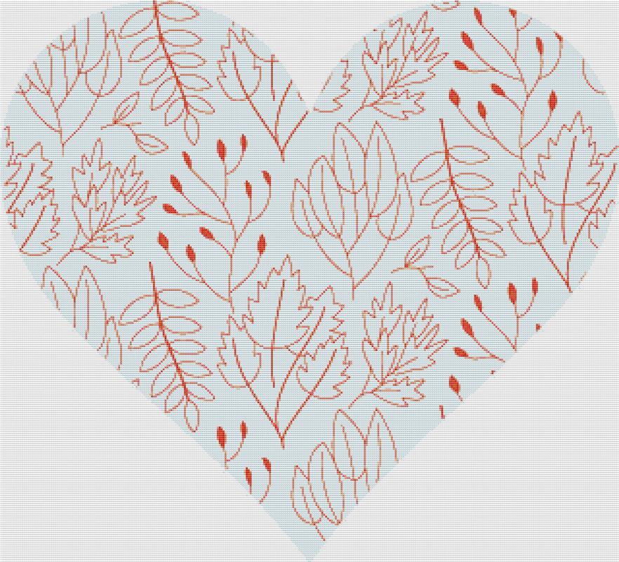 Plant Outline Heart - X Squared Cross Stitch