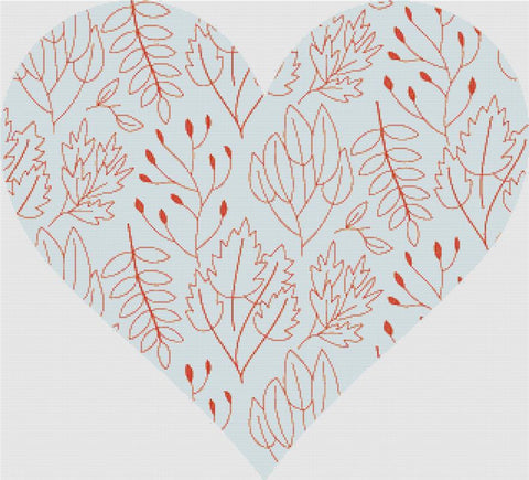 Plant Outline Heart - X Squared Cross Stitch