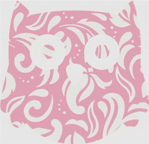 Pink Flourish Owl - X Squared Cross Stitch