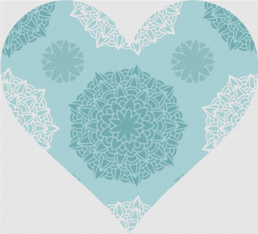 Beautiful Mandala Heart - X Squared Cross Stitch