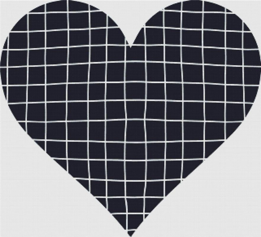 Black And White Checkered Heart - X Squared Cross Stitch
