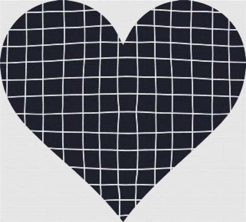 Black And White Checkered Heart - X Squared Cross Stitch