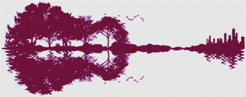 Plum Guitar Landscape - X Squared Cross Stitch