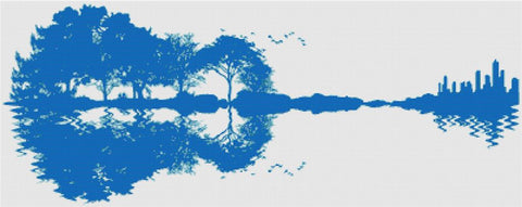 Blue Guitar Landscape - X Squared Cross Stitch
