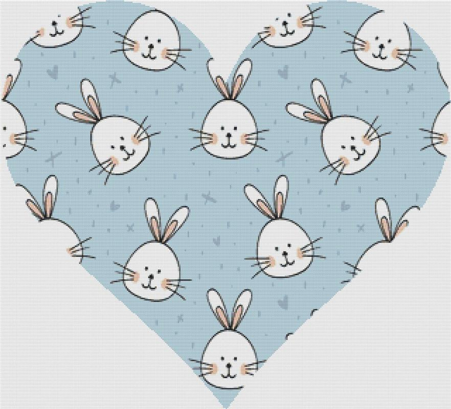 Easter Rabbit Heart - X Squared Cross Stitch
