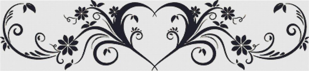 Black Heart Divider - X Squared Cross Stitch