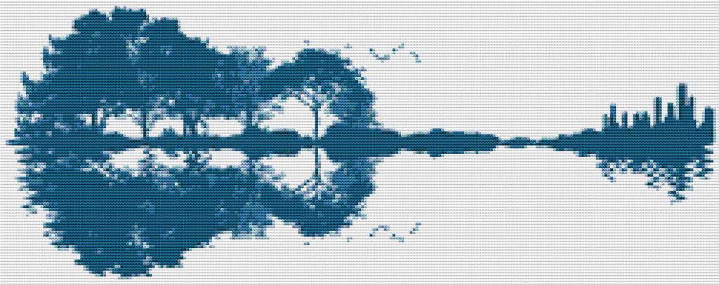 Guitar Landscape: Cyan - X Squared Cross Stitch