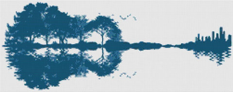 Guitar Landscape: Cyan - X Squared Cross Stitch