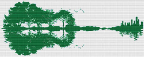 Guitar Landscape: Green - X Squared Cross Stitch