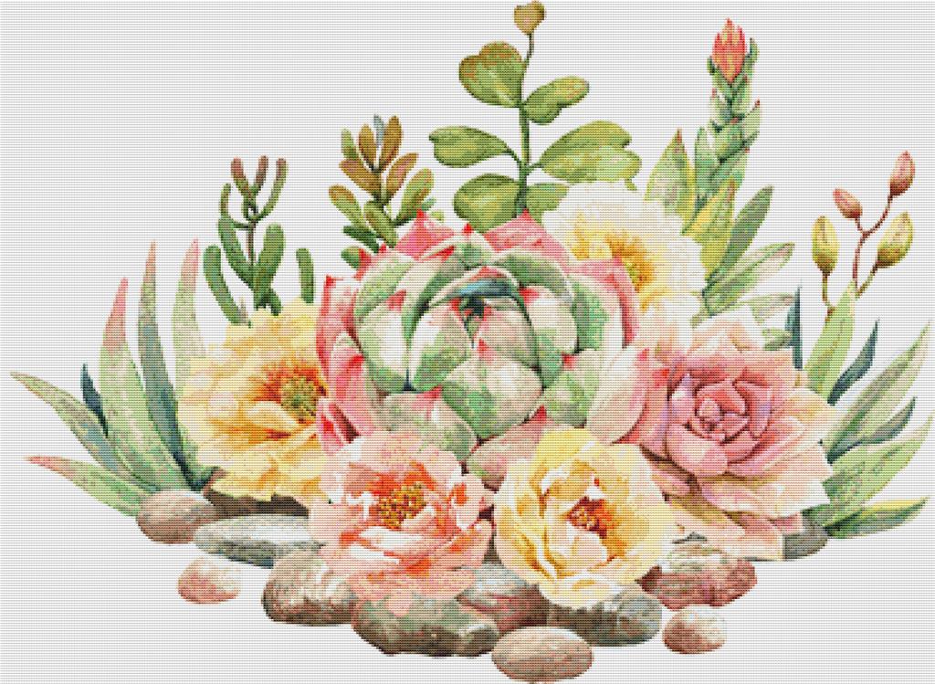 Arrangement Of Succulents I - X Squared Cross Stitch