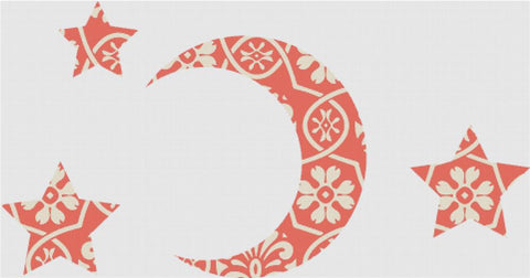 Orange Floral Stars And Moon - X Squared Cross Stitch