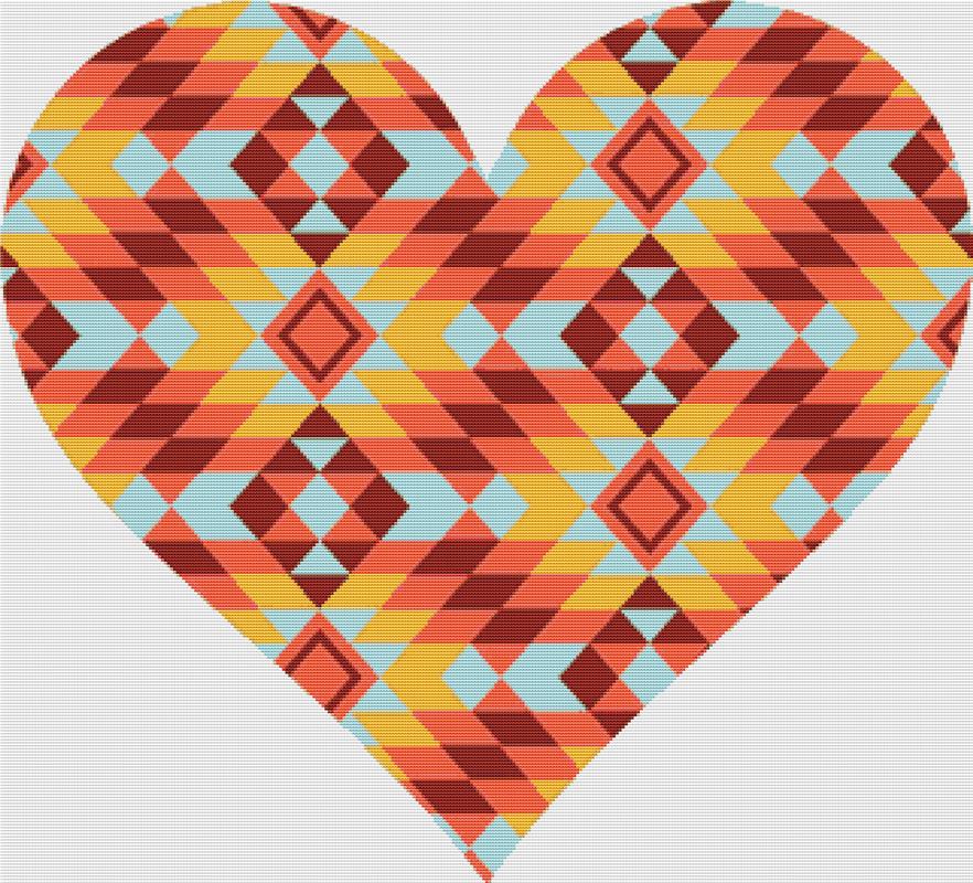 Kilim Heart - X Squared Cross Stitch