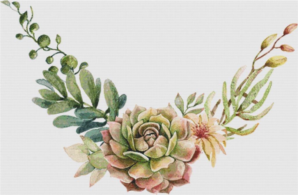 Arrangement Of Succulents II - X Squared Cross Stitch