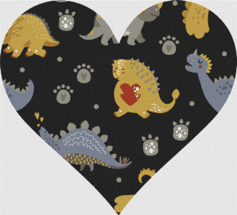 Cute Dinosaur Heart - X Squared Cross Stitch