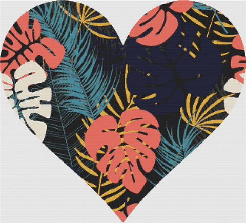 Dark Tropical Heart - X Squared Cross Stitch
