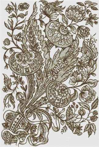 Toile Flowers - X Squared Cross Stitch