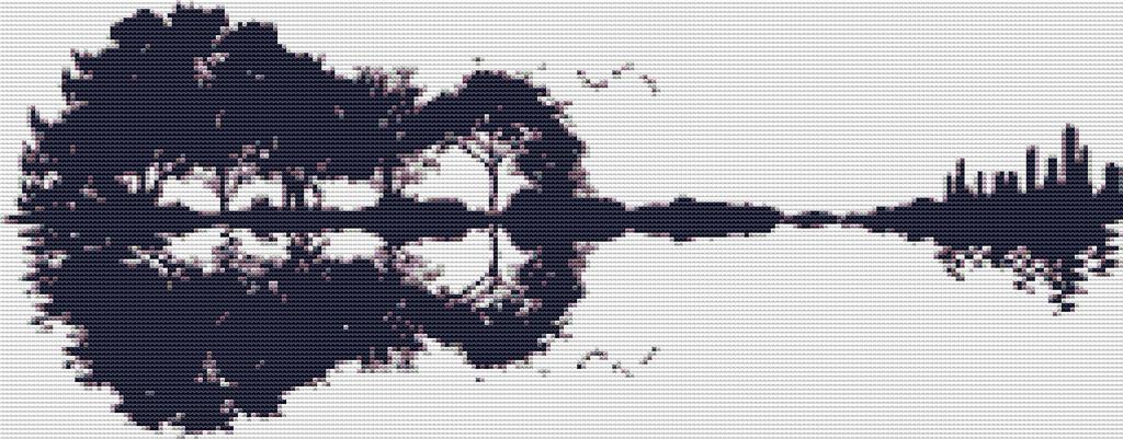 Guitar Landscape: Blueberry - X Squared Cross Stitch