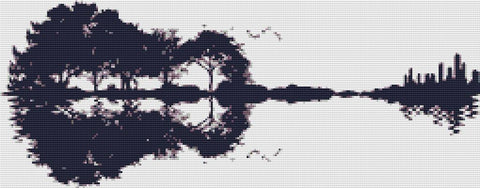 Guitar Landscape: Blueberry - X Squared Cross Stitch