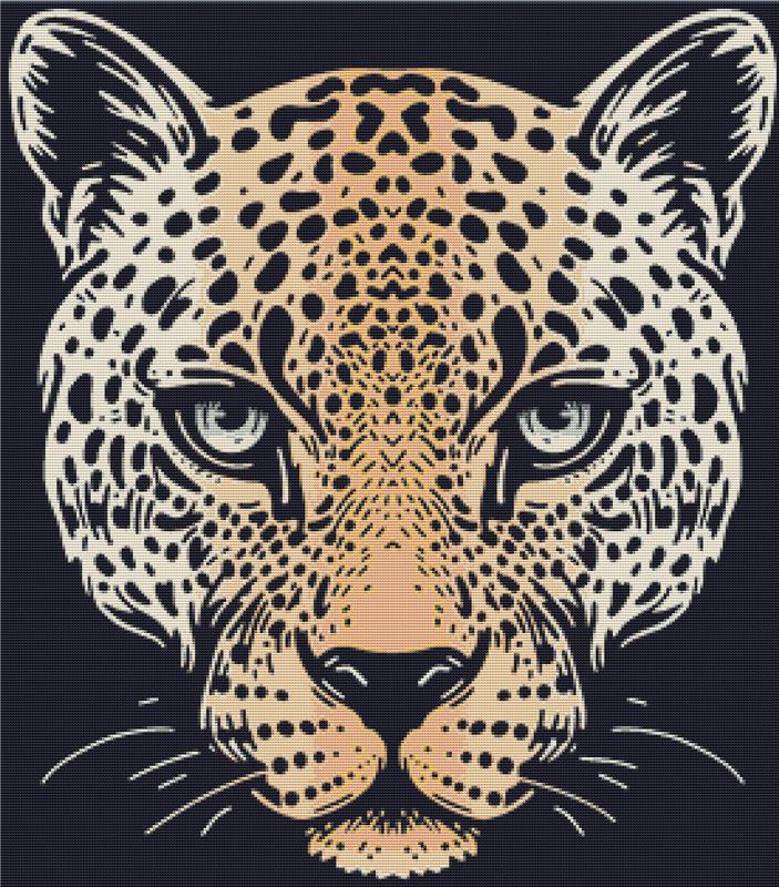 Leopard Face - X Squared Cross Stitch