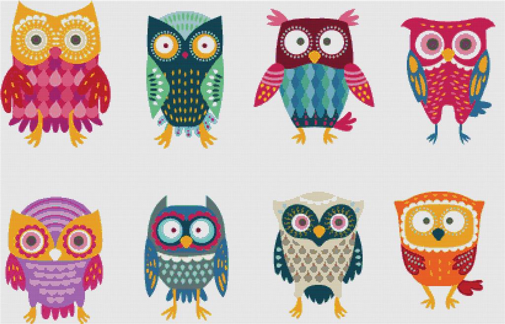 Cute Buho Owls - X Squared Cross Stitch