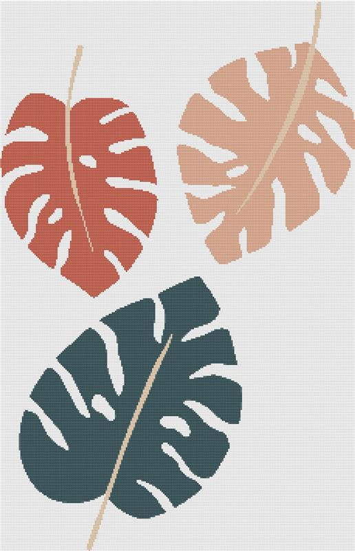 Monstera Leaves - X Squared Cross Stitch