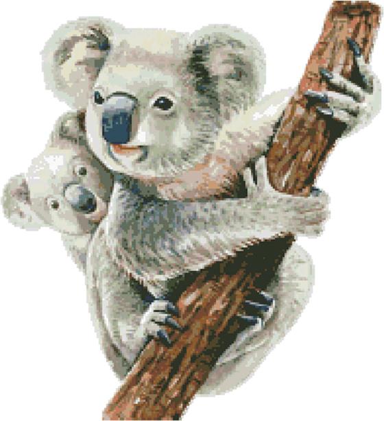 Watercolor Koala Mum And Joey - Fox Trails Needlework