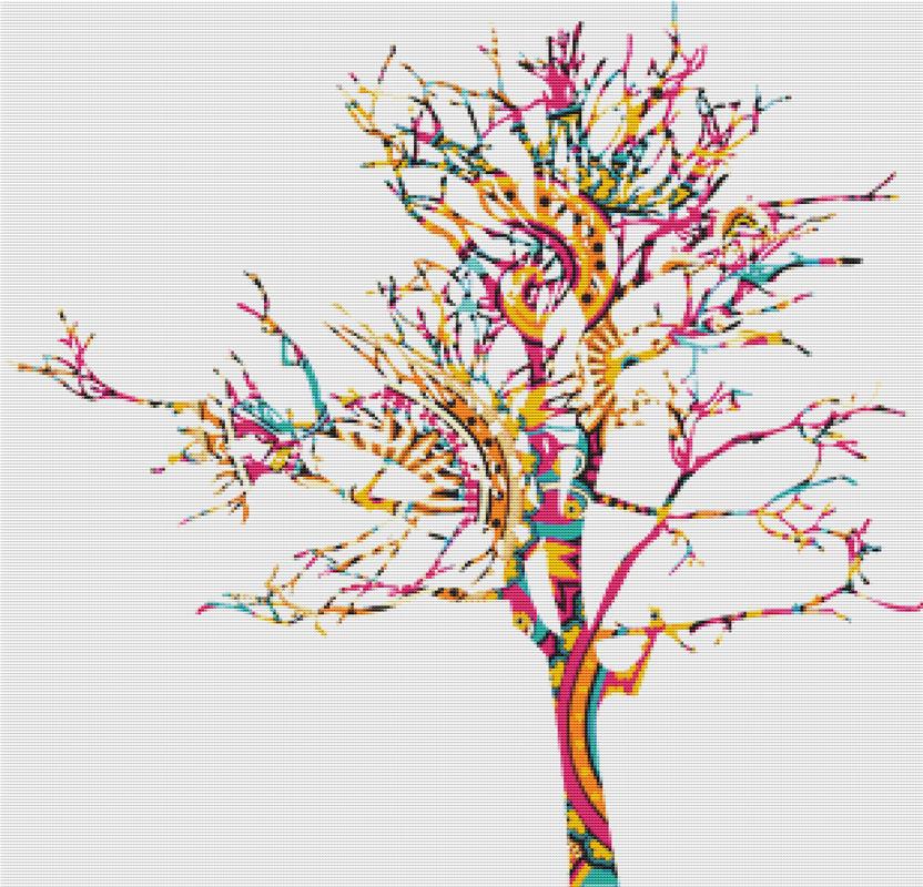 Pink Paisley Tree - X Squared Cross Stitch