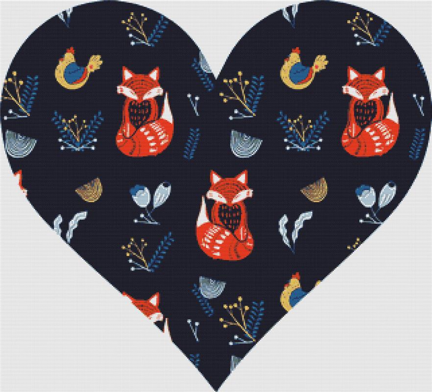 Scandinavian Fox Heart - X Squared Cross Stitch
