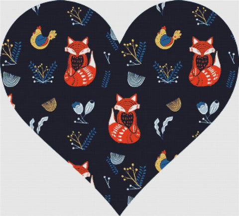 Scandinavian Fox Heart - X Squared Cross Stitch