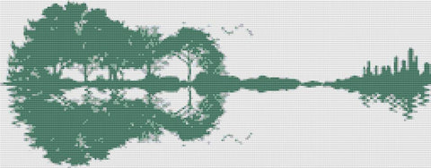 Guitar Landscape: Snake Green - X Squared Cross Stitch