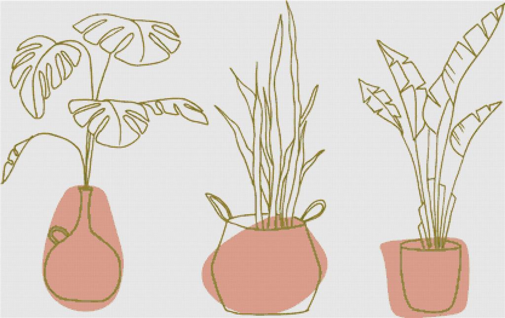 Abstract Pot Plants - X Squared Cross Stitch