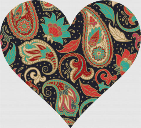 Indian Paisley Heart - X Squared Cross Stitch