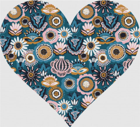 Modern Folk Heart - X Squared Cross Stitch