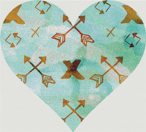 Boho Watercolour Heart - X Squared Cross Stitch