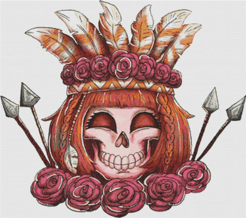 Boho Female Skull - X Squared Cross Stitch