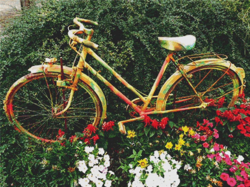 Floral Bicycle - X Squared Cross Stitch