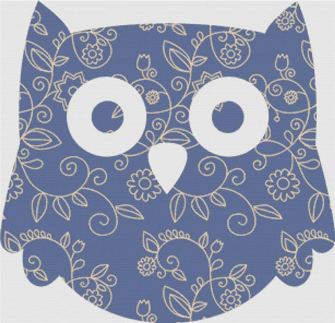 Floral Outline Owl - X Squared Cross Stitch
