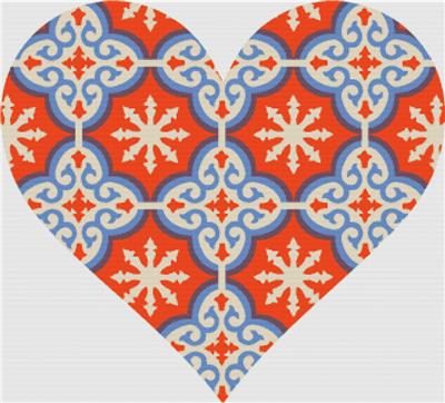 Orange Moroccan Heart - X Squared Cross Stitch