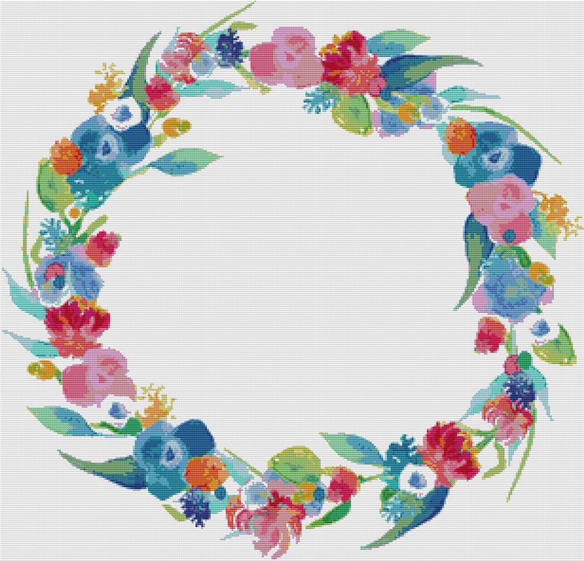 Dreamy Watercolour Wreath - X Squared Cross Stitch