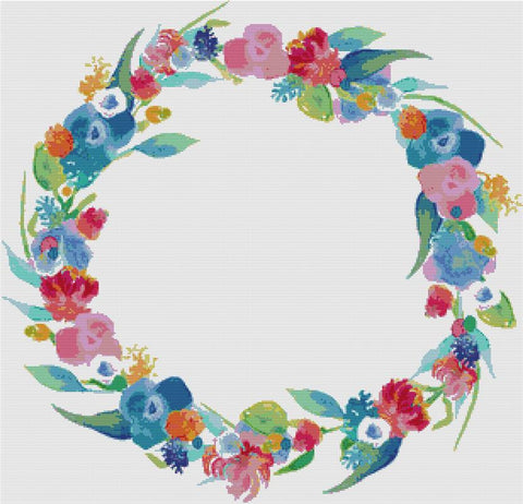Dreamy Watercolour Wreath - X Squared Cross Stitch